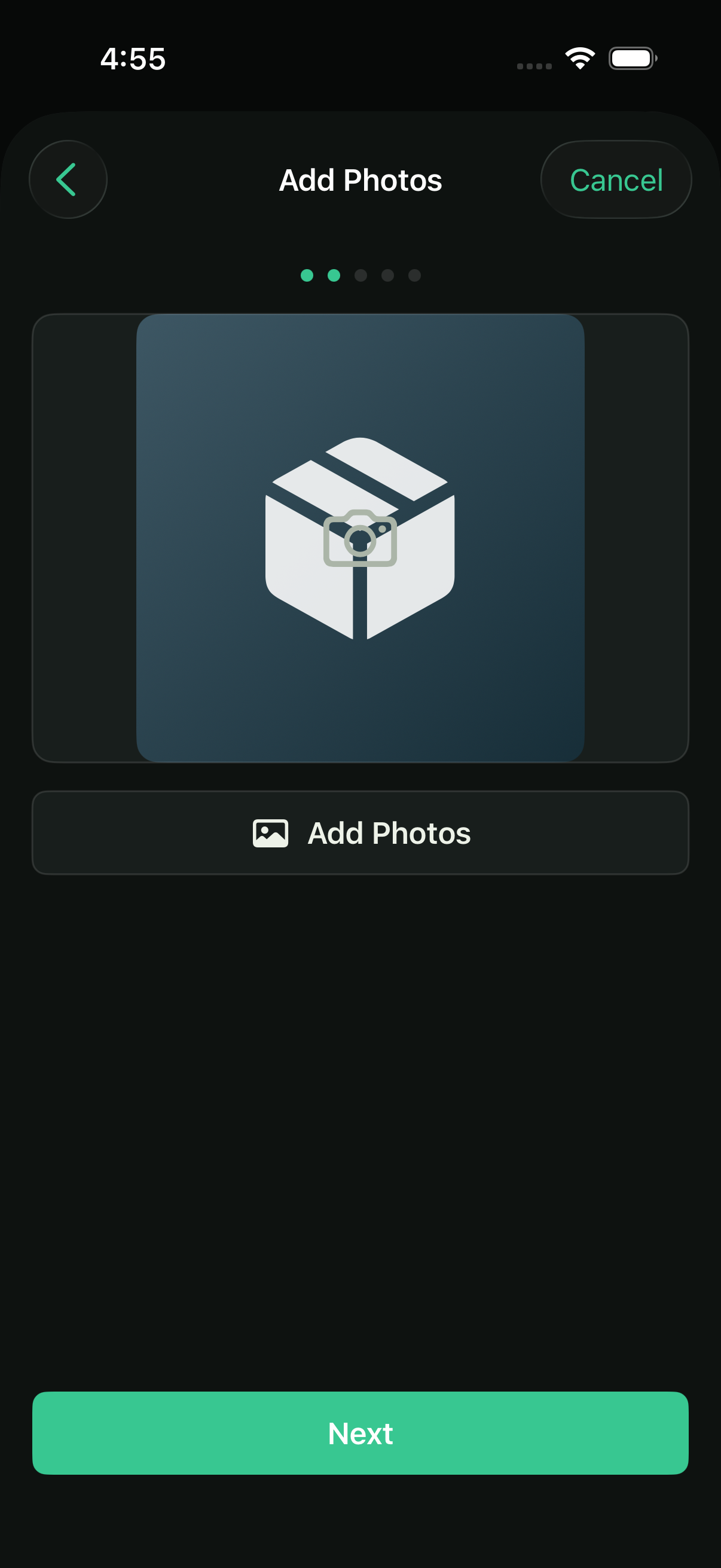 StashPin screen for adding a selected photo clue